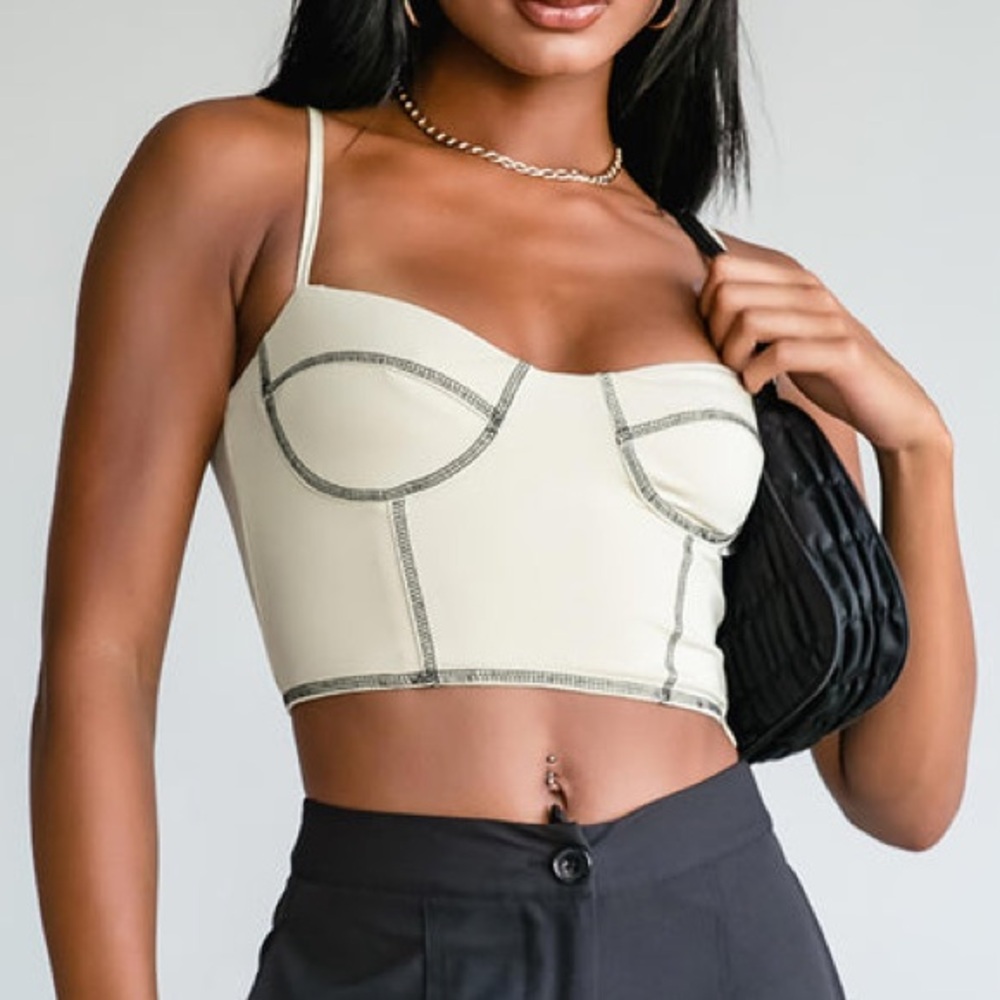 Princess Polly Cream Bustier Tank Top